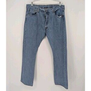 Levis Original Straight Fit Men's Jeans Light Stonewash 38 X 32 Classic Denim